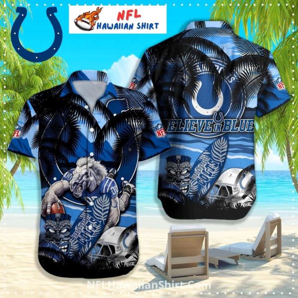 Indianapolis Colts Aloha Shirt Fierce Horse Tiki Beach Theme
