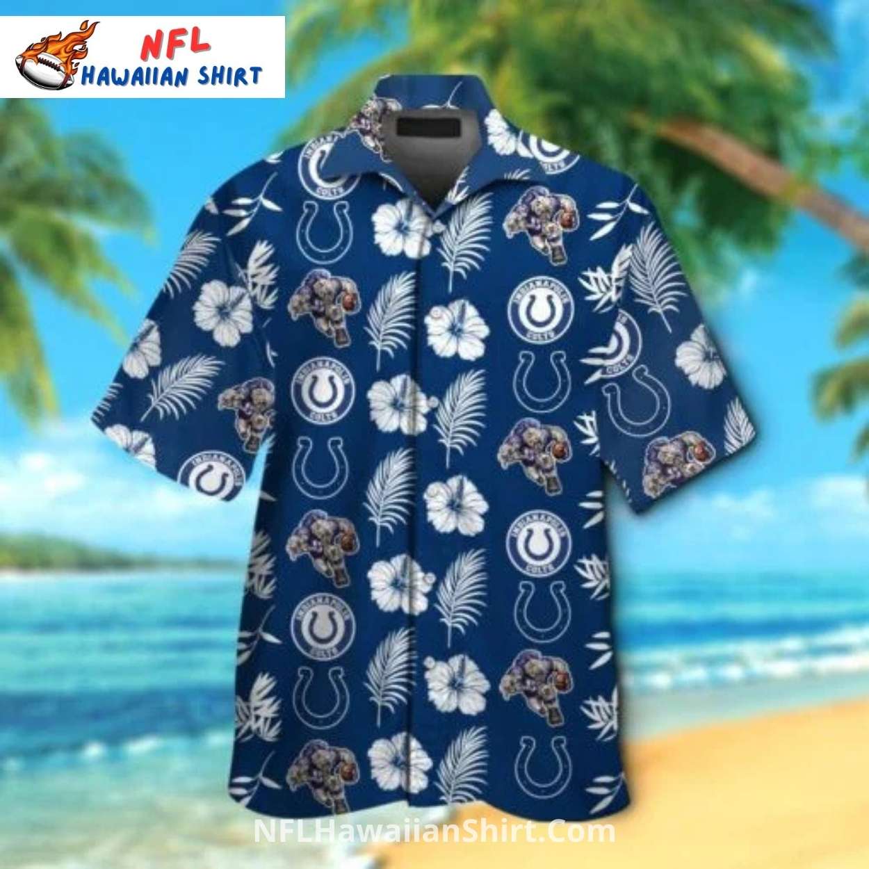 Indianapolis Colts Floral Elephant Pattern Hawaiian Shirt Indianapolis Colts Floral Elephant Pattern Hawaiian Shirt