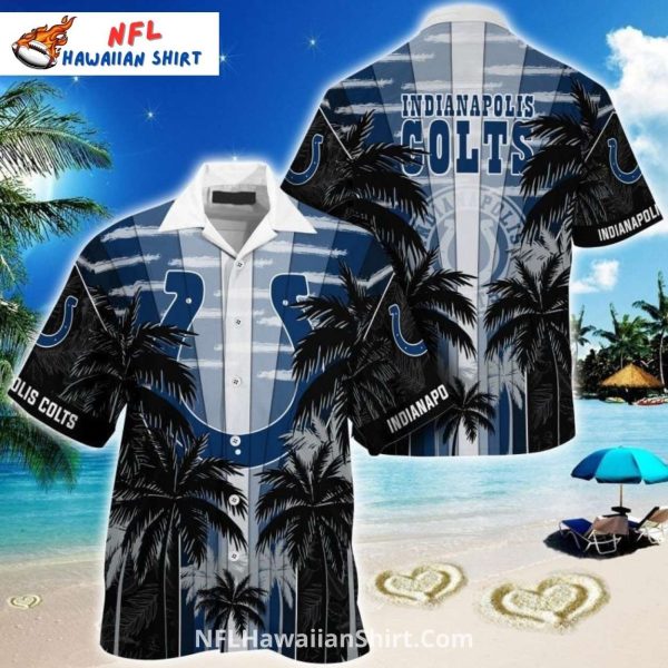 Indianapolis Colts Sunset Palm Tree Striped Aloha Shirt