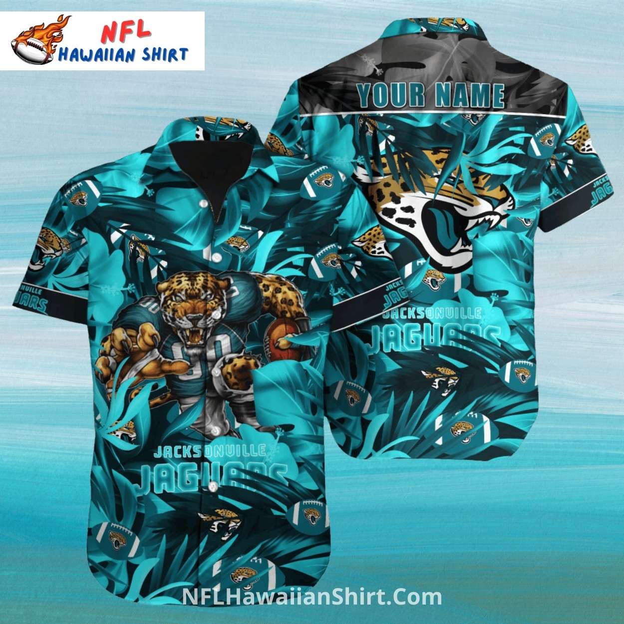 Jacksonville Jaguars Aloha Shirt Fierce Mascot Print Jacksonville Jaguars Aloha Shirt Fierce Mascot Print
