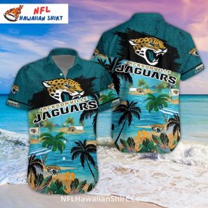 Jacksonville Jaguars Beach Sunset Scene Hawaiian Shirt