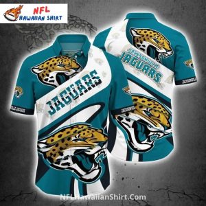 Jacksonville Jaguars Bold Logo Diagonal Striped Hawaiian Shirt