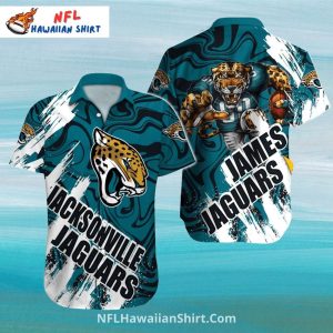 Jacksonville Jaguars Hawaiian Shirt Abstract Wave And Football Print
