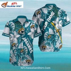 Jacksonville Jaguars Hawaiian Shirt Custom Name Floral Teal