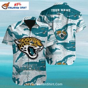 Jacksonville Jaguars Hawaiian Shirt Teal And White Ocean Theme
