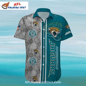Jacksonville Jaguars Hawaiian Shirt Vintage Teal And Gray Patchwork