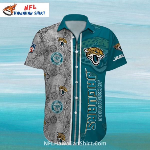 Jacksonville Jaguars Hawaiian Shirt Vintage Teal And Gray Patchwork