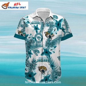 Jacksonville Jaguars Hawaiian Shirt White And Teal Floral Print