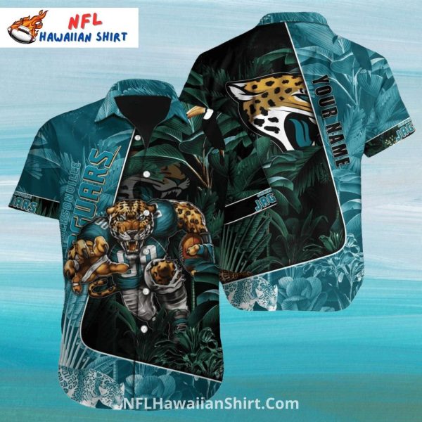 Jaguars Aloha Shirt Custom Name Dark Green Jungle Theme