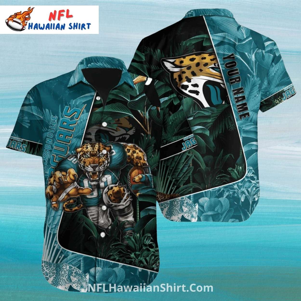 Jaguars Aloha Shirt Custom Name Dark Green Jungle Theme Jaguars Aloha Shirt Custom Name Dark Green Jungle Theme