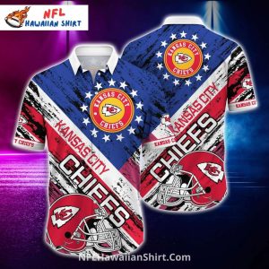 Kansas City Chiefs Aloha Shirt USA Flag And Helmet Art