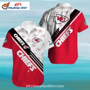 Kansas City Chiefs Aloha Shirt White And Red Diagonal Stripe