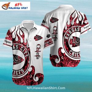 Kansas City Chiefs Aloha Shirt White And Red Flame Art