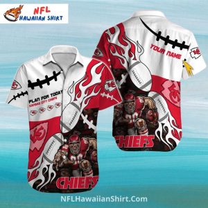 Kansas City Chiefs Aloha Shirt White Flames And Football Art