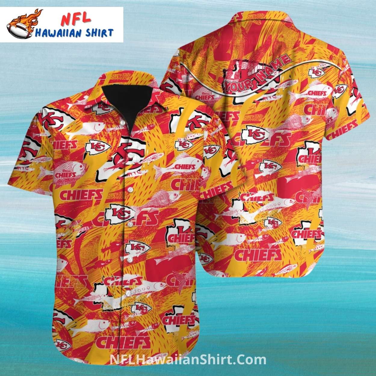 Kansas City Chiefs Aloha Shirt Yellow And Red Graphics Kansas City Chiefs Aloha Shirt Yellow And Red Graphics