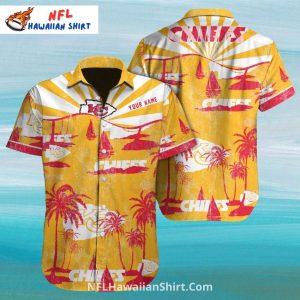 Kansas City Chiefs Aloha Shirt Yellow Sunset And Palms