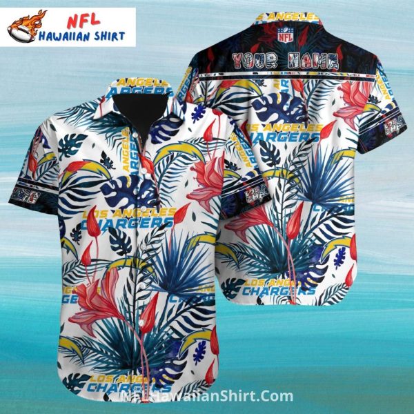 Los Angeles Chargers Colorful Tropical Floral Hawaiian Shirt