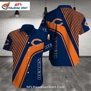 Modern Stripe Chicago Bears Hawaiian Shirt In Blue And Orange
