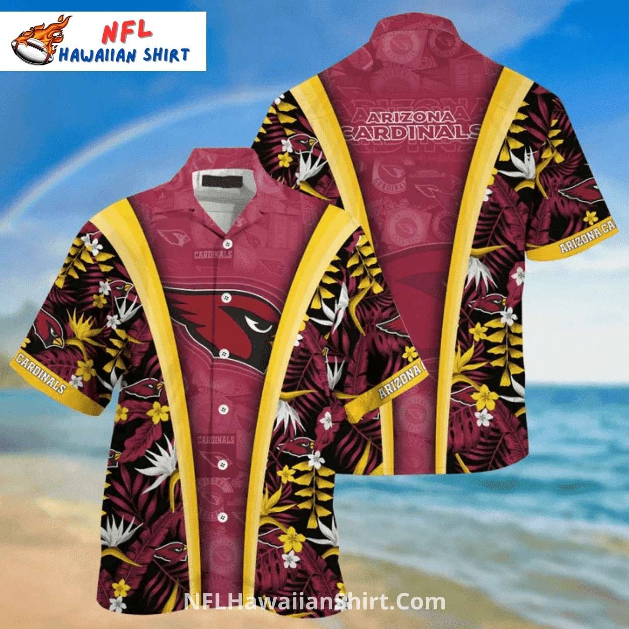 NFL Arizona Cardinals Tropical Floral Aloha Shirt NFL Arizona Cardinals Tropical Floral Aloha Shirt