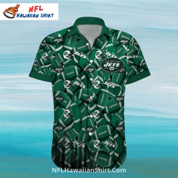 NY Jets Hawaiian Shirt – All Over Football Print Design