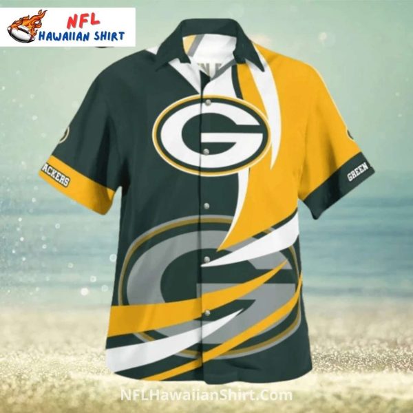 Packers Aloha Shirt With Bold Geometric Stripes And Team Logo