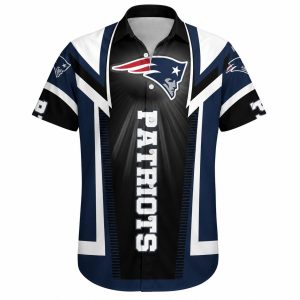 Patriots Black Gradient Geometric Hawaiian Shirt 1