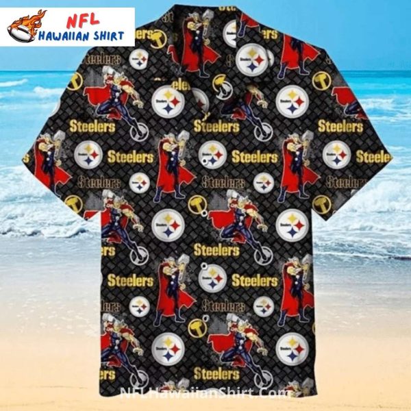 Pittsburgh Steelers Aloha Shirt Biker And Logo Print