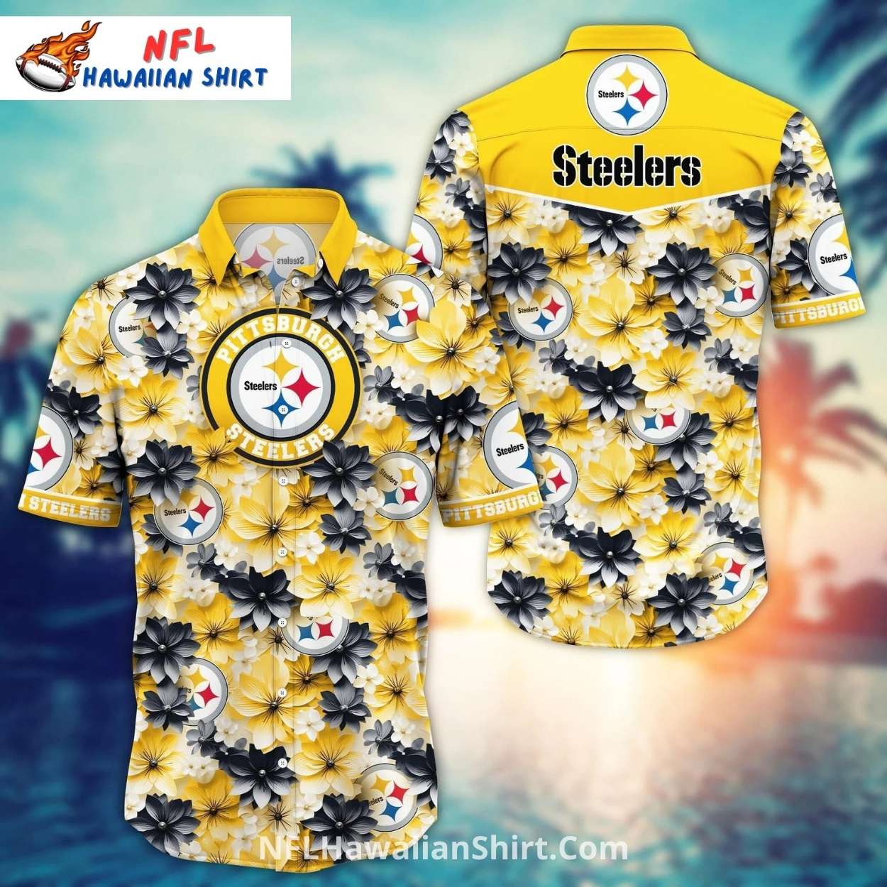 Pittsburgh Steelers Aloha Shirt Floral Black And Yellow Pittsburgh Steelers Aloha Shirt Floral Black And Yellow