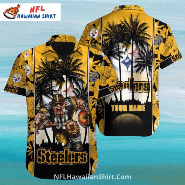 Pittsburgh Steelers Aloha Shirt Football Fan Palm Trees
