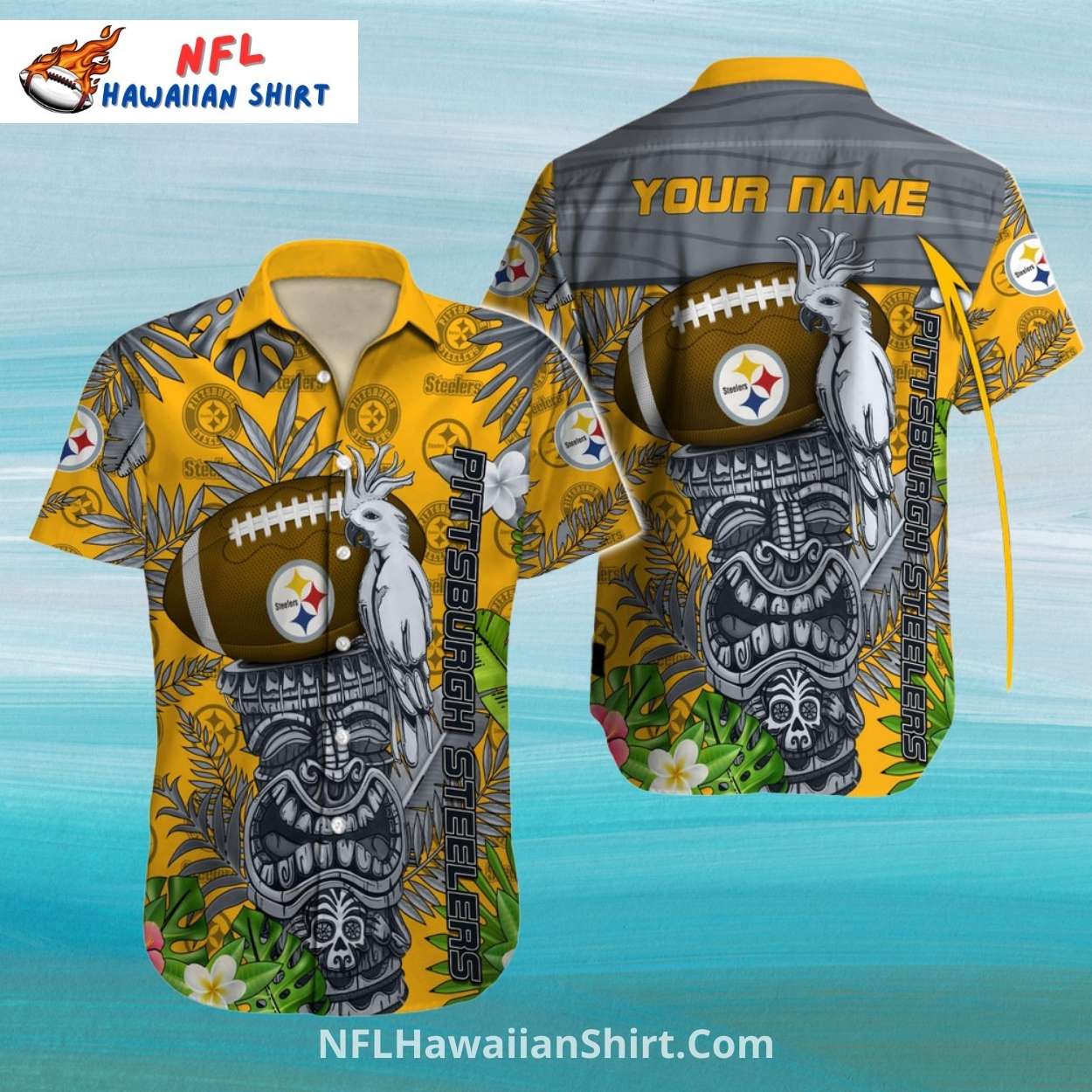 Pittsburgh Steelers Aloha Shirt Tiki Totem And Parrot Pittsburgh Steelers Aloha Shirt Tiki Totem And Parrot