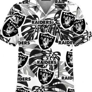 Raiders Custom Name Bold Black White Hawaiian Shirt 1