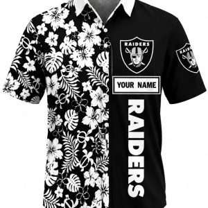 Raiders Custom Name Floral Hawaiian Shirt 1