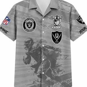 Raiders Custom Name Football Action Aloha Shirt 1