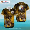 Pittsburgh Steelers Aloha Shirt Black And Gold Surfboard Art