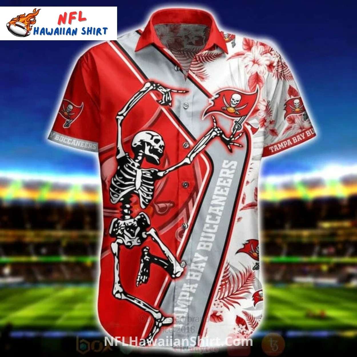 Tampa Bay Buccaneers Skeleton Dance NFL Hawaiian Shirt Tampa Bay Buccaneers Skeleton Dance NFL Hawaiian Shirt