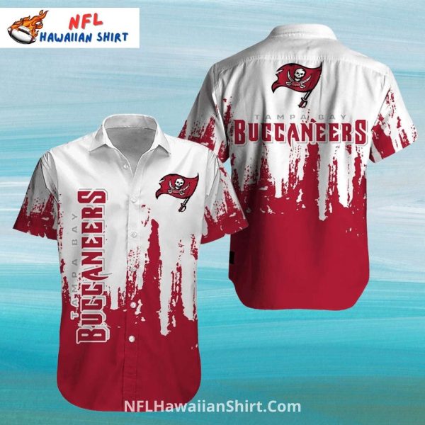 Tampa Bay Buccaneers Splatter Effect Hawaiian Shirt In Red