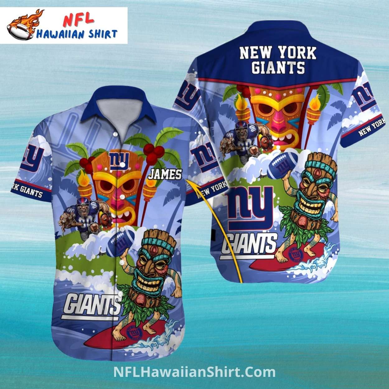 Tiki Surfing New York Giants Hawaiian Shirt Tiki Surfing New York Giants Hawaiian Shirt