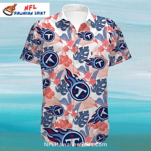 Titans Hawaiian Shirt White Floral Tropical Logo Print