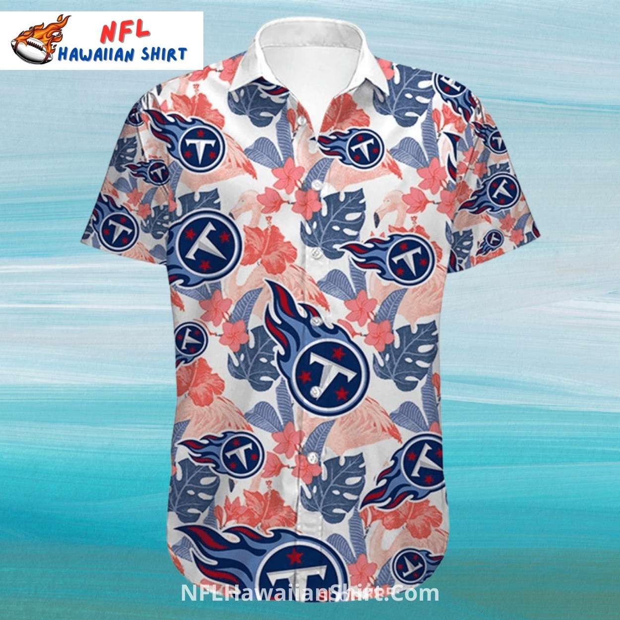 Titans Hawaiian Shirt White Floral Tropical Logo Print Titans Hawaiian Shirt White Floral Tropical Logo Print