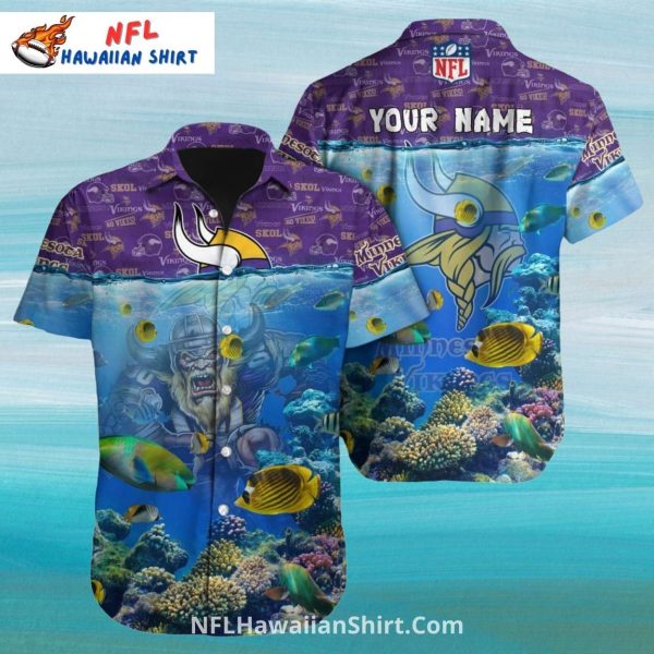 Underwater Reef And Viking Warrior Minnesota Vikings Shirt
