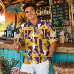 Abstract Purple Gold Pattern Minnesota Vikings Aloha Shirt