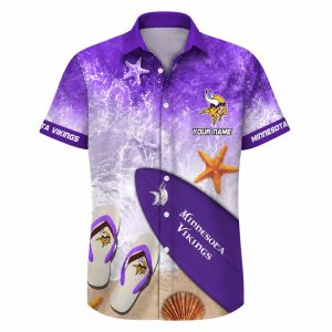 Vikings Beach Starfish Surfboard Aloha Shirt 1