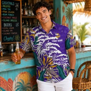 Big Waves and Palm Leaves Minnesota Vikings Aloha Shirt