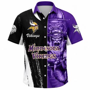 Vikings Black Purple Warrior Hawaiian Shirt 1