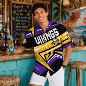 Bold Geometric Minnesota Vikings Hawaiian Shirt