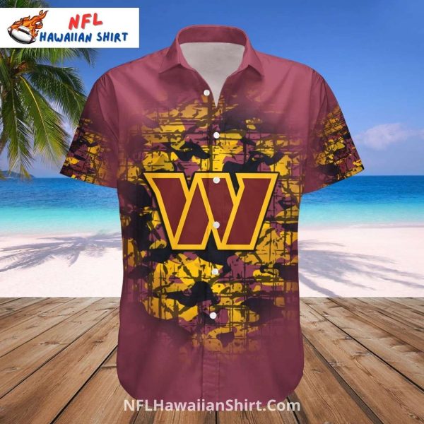 Washington Commanders Camouflage Grunge Aloha Shirt