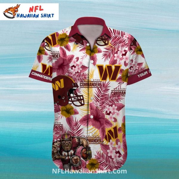 Washington Commanders Tropical Floral And Football Aloha Shirt