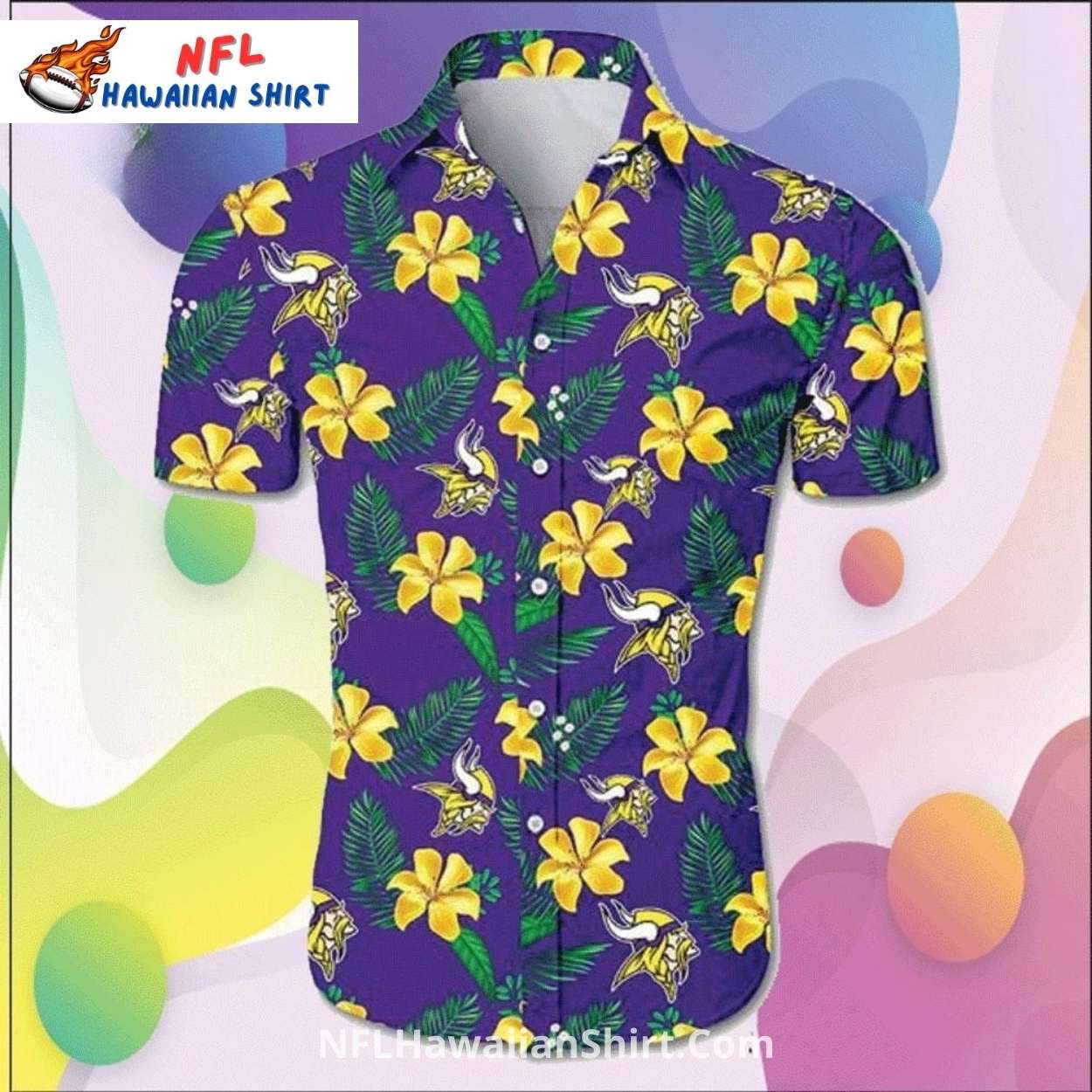 Yellow Floral Leaf Minnesota Vikings Hawaiian Shirt Aloha Yellow Floral Leaf Minnesota Vikings Hawaiian Shirt Aloha