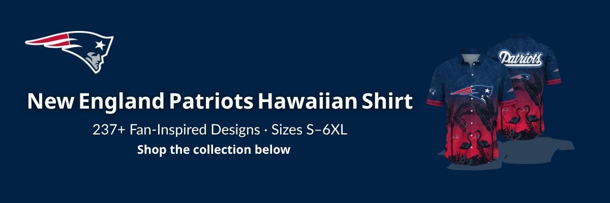 New England Patriots Hawaiian Shirt collection banner – navy and red fan designs