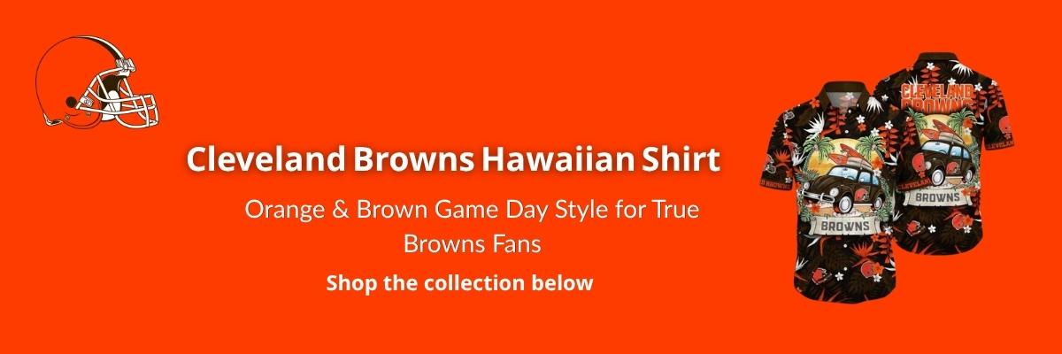 Cleveland Browns Hawaiian shirt collection with orange and brown tropical designs for NFL fans